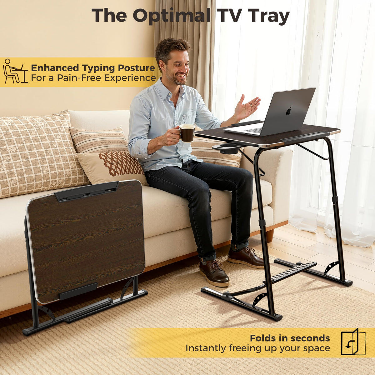 Adjustable Folding TV Tray Table
