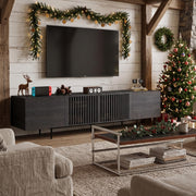 Black Slatted TV Stand