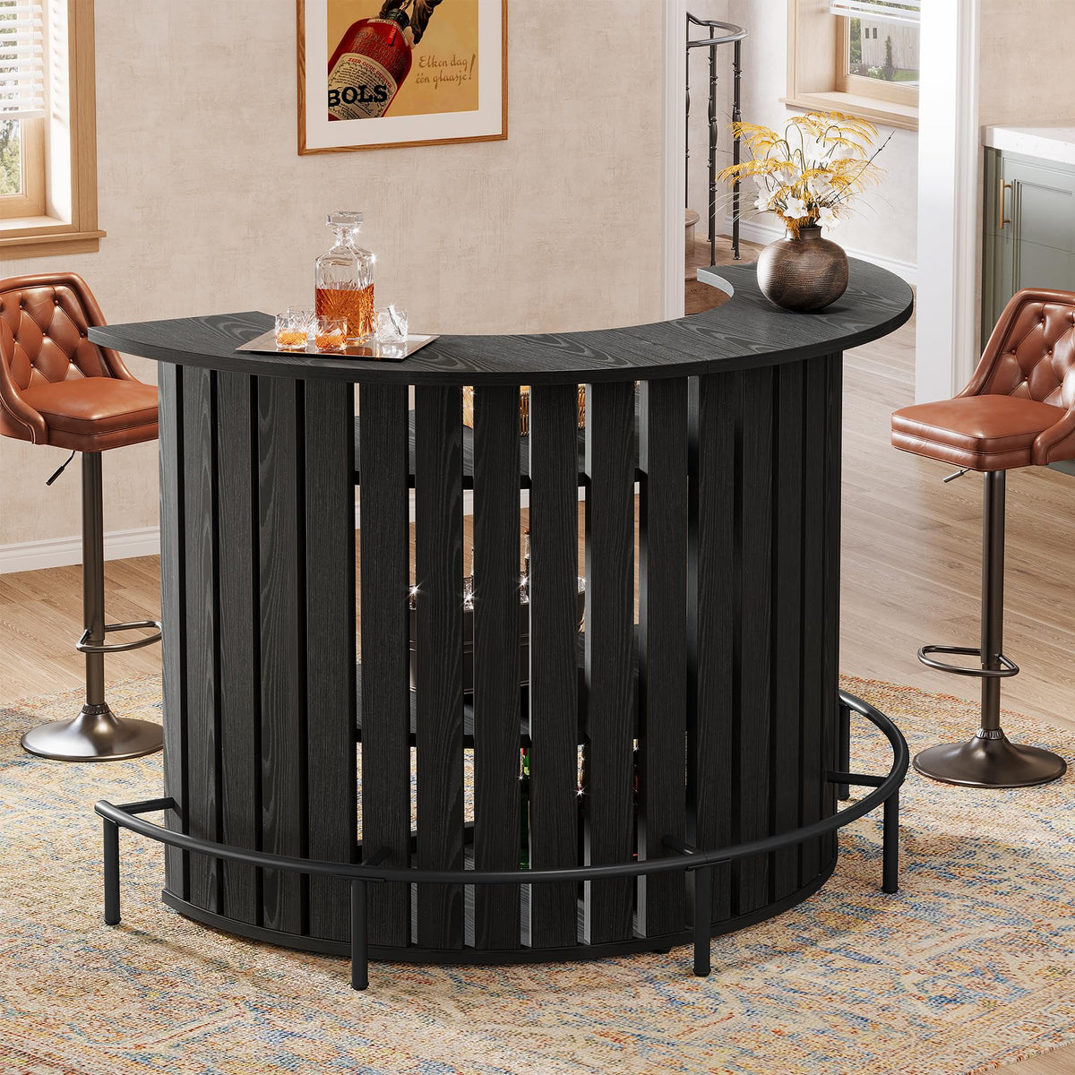 Black Curved Bar Table