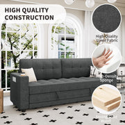 HYZQ Upgraded Queen Size Futon Sofa Bed, 83" Thick Upholstery Loveseat Sleeper Sofa Pull Out Couch, Convertible Floor Couch for Bedroom/Living Room (Dark Grey)