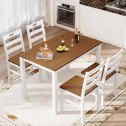 PHI VILLA Dining Table Set for 4, Solid Wood Kitchen Table and Chairs