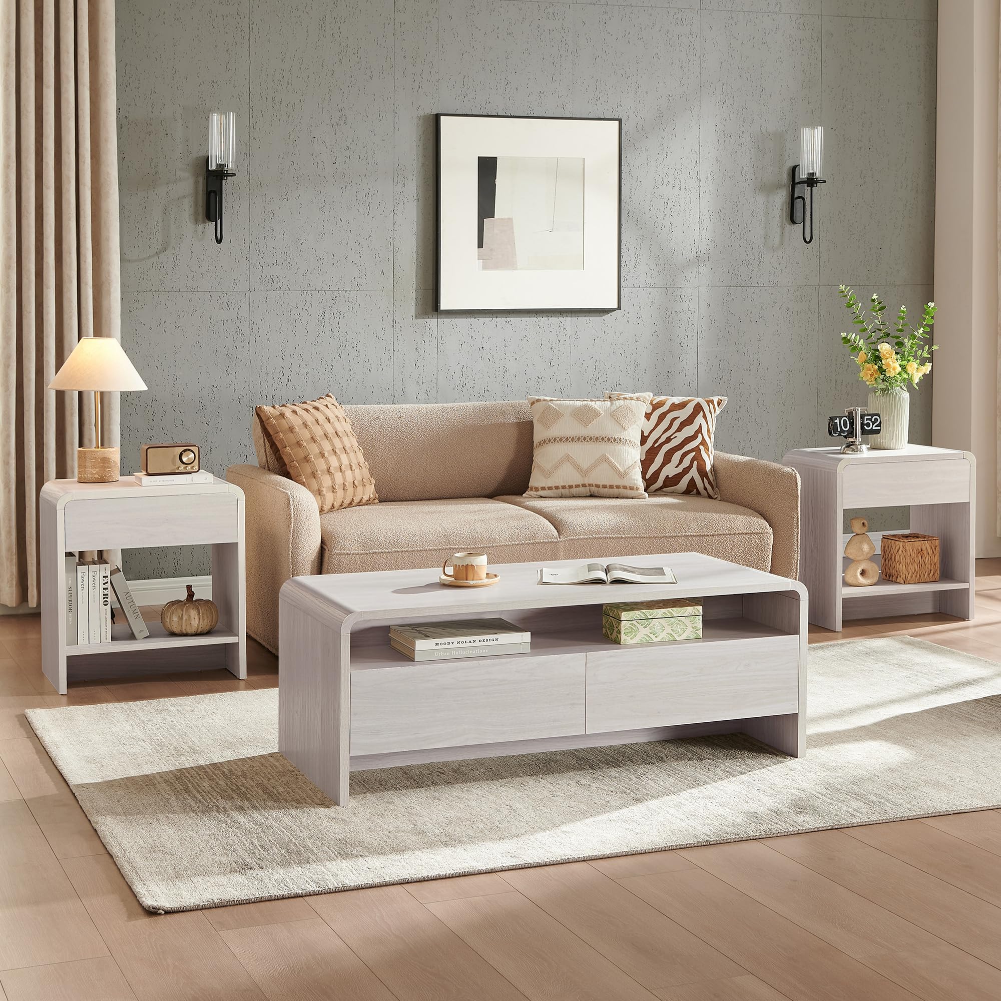 3-Piece Coffee & End Table Set with Storage
