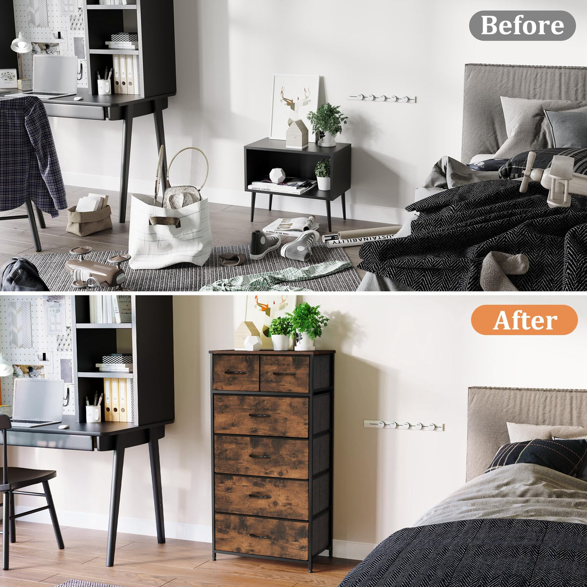 VredHom Tall Dresser for Bedroom, Fabric Storage Tower with 6 Drawers