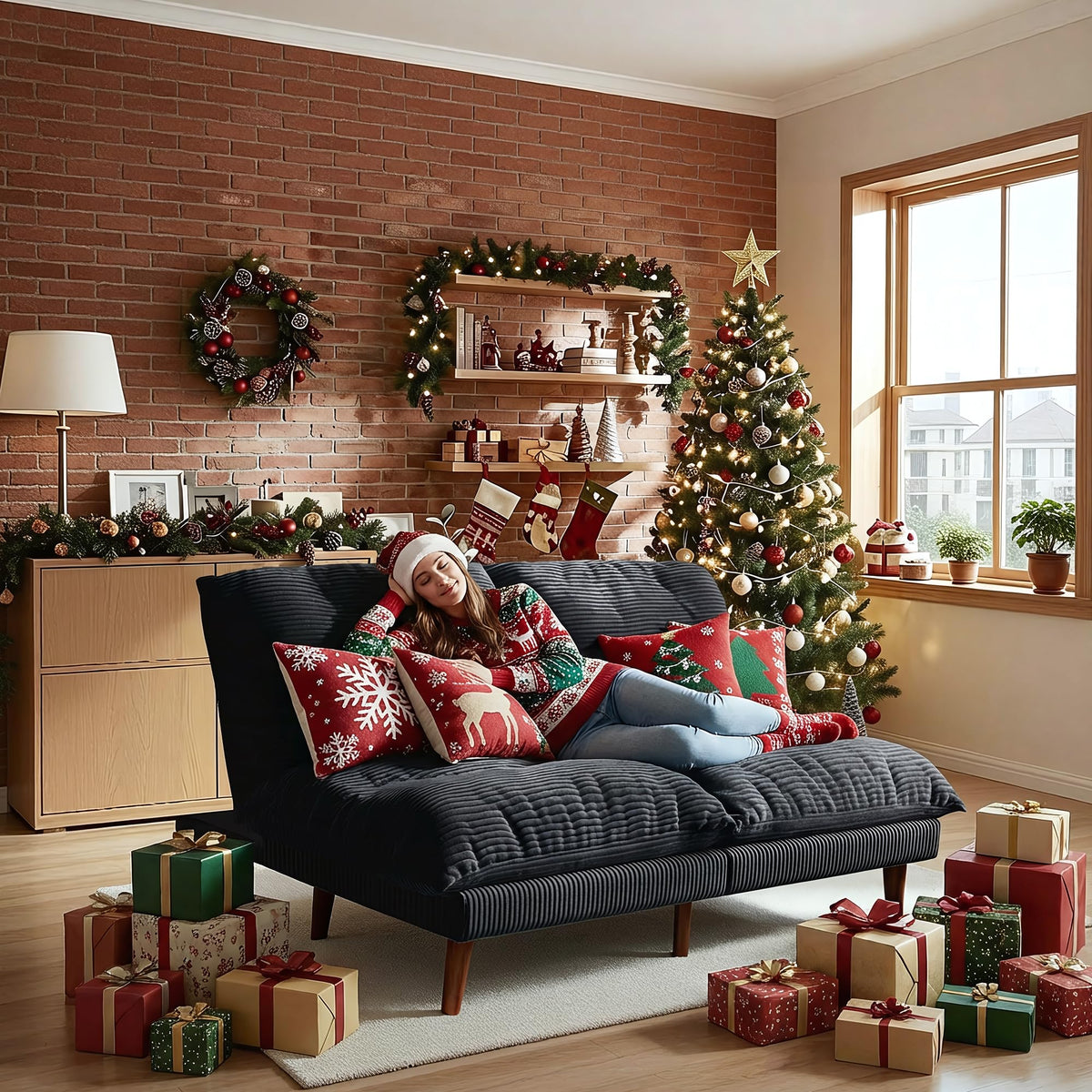DreamDashio Futon Sofa Bed, 69 inch Futon Couch with Adjustable Backrest, Corduroy Convertible Sleeper Sofa Bed, Folding Sleeper Recliner for Apartment, Living Room, Office, Grey