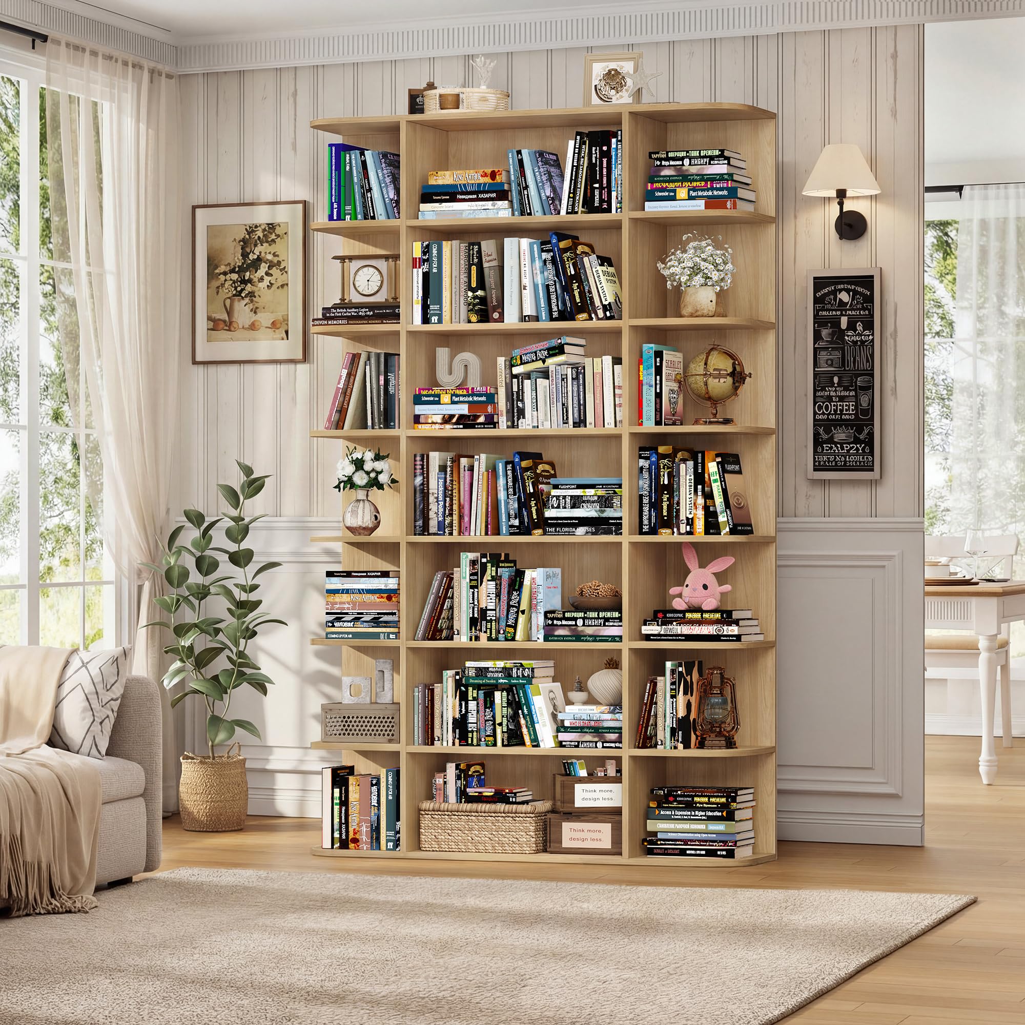 7-Tier Tall Bookshelf with 21 Open Display Shelves