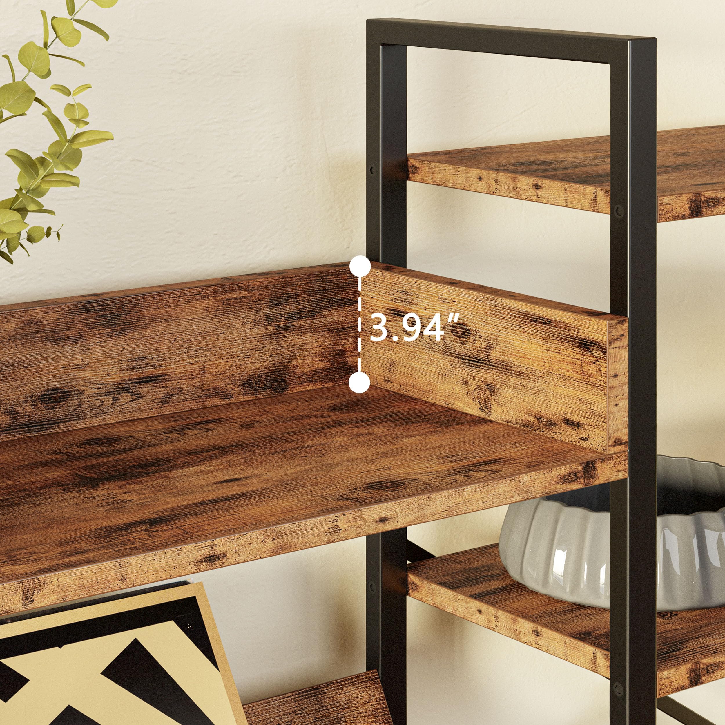 Industrial Bookshelf 6-Tier Triple Wide with Metal Frame