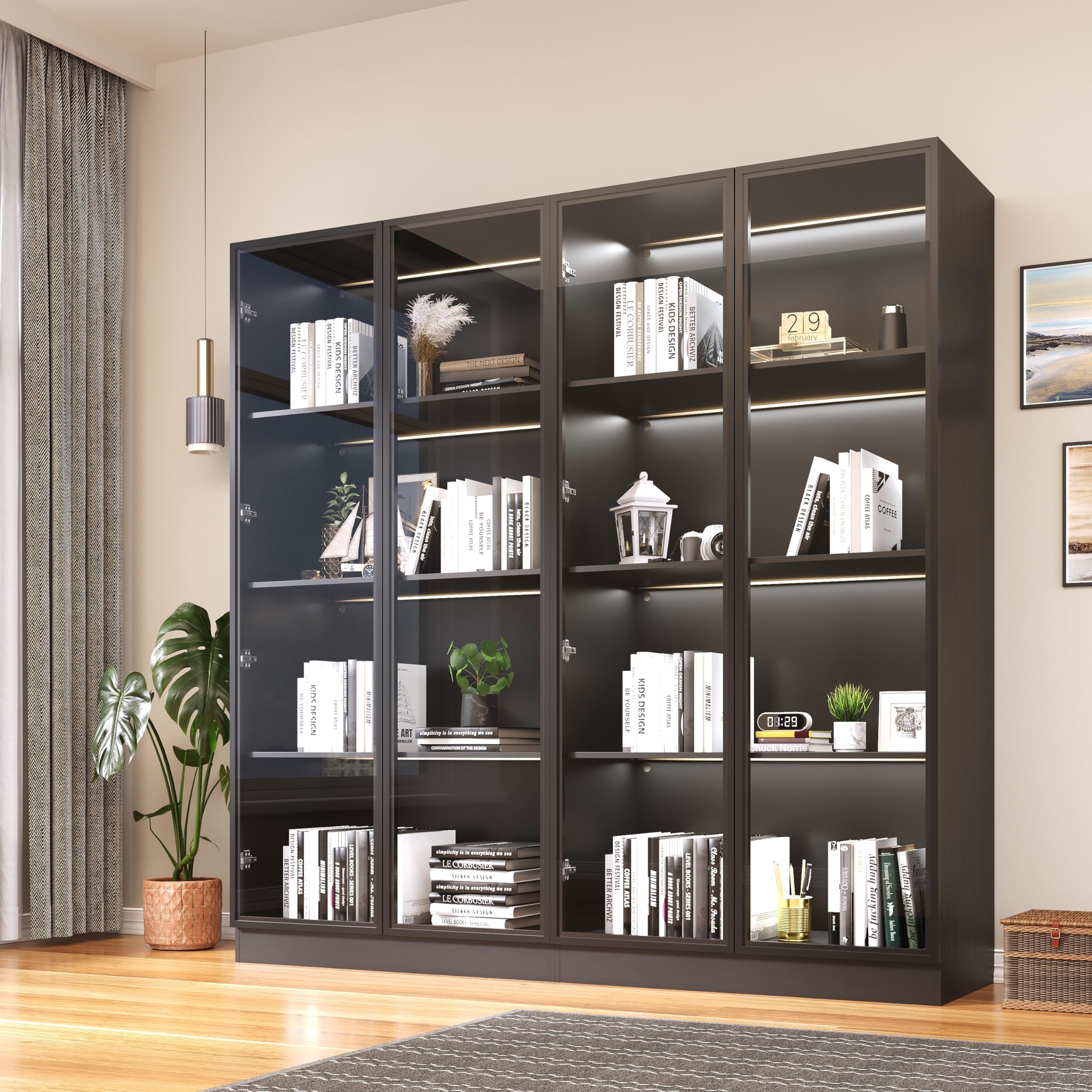 Glass Door Display Cabinet with LED Lights