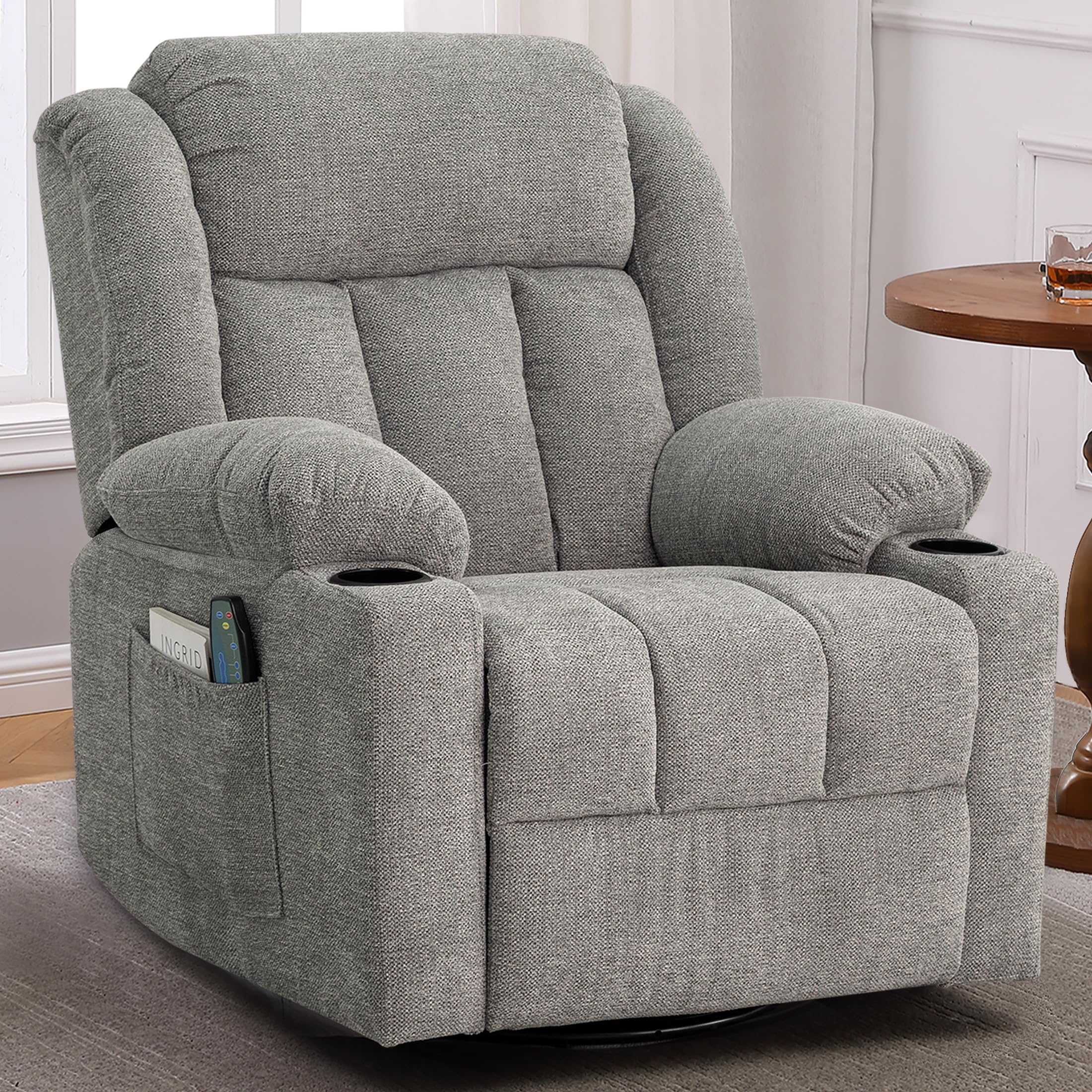 Rocker Swivel Recliner Chair with Massage & Heat