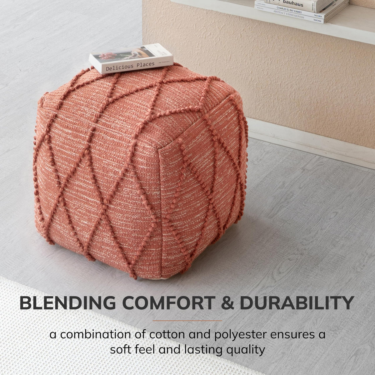Anji Mountain 17" H x 19" W Handmade Pouf Ottoman for Living Room & Couch