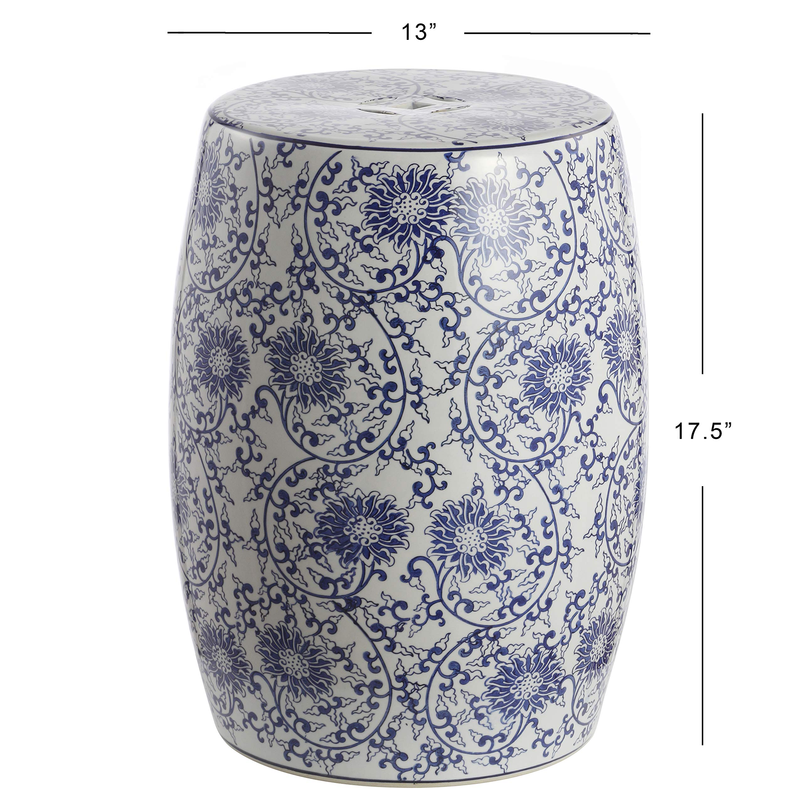 Chinoiserie Ceramic Drum Garden Stool – Blue & White