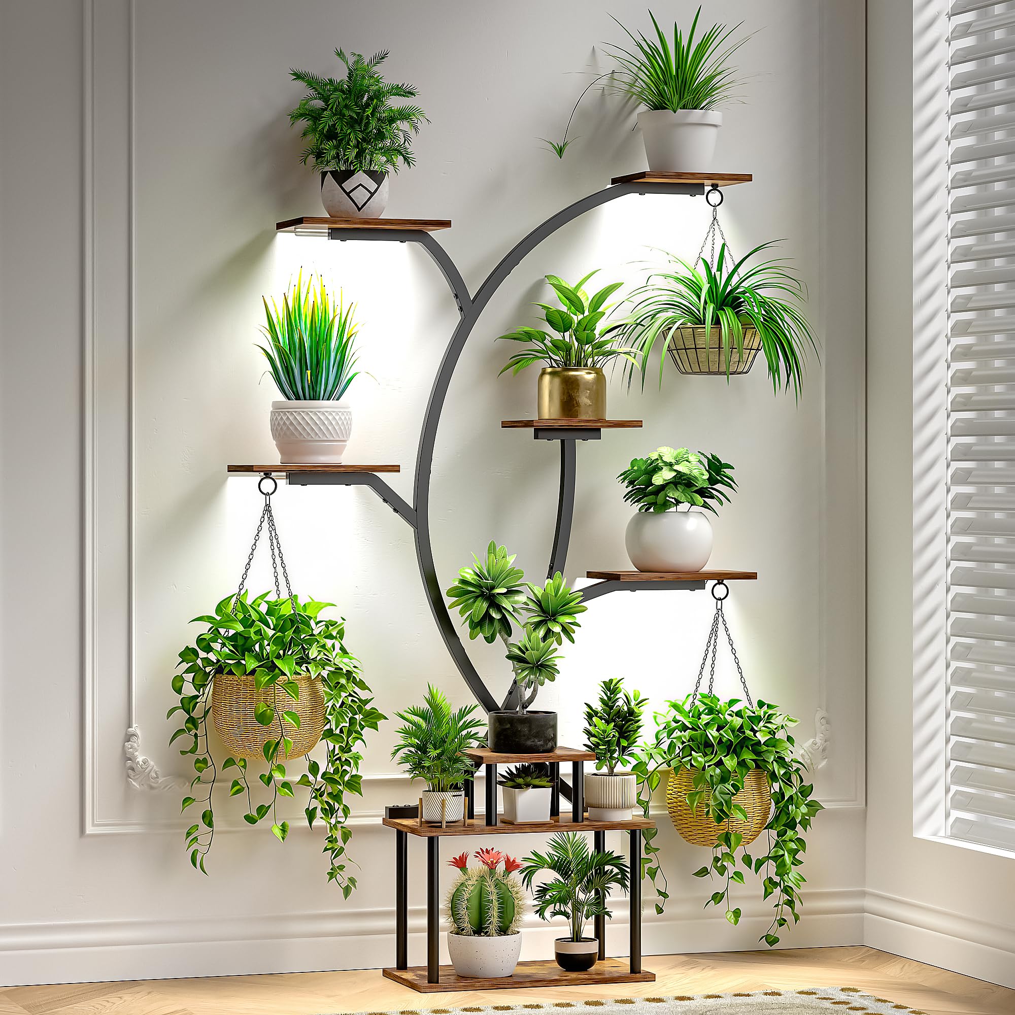 8-Tier Vertical Plant Stand with Grow Lights