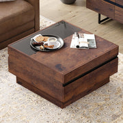 Square Glass Top Storage Coffee Table
