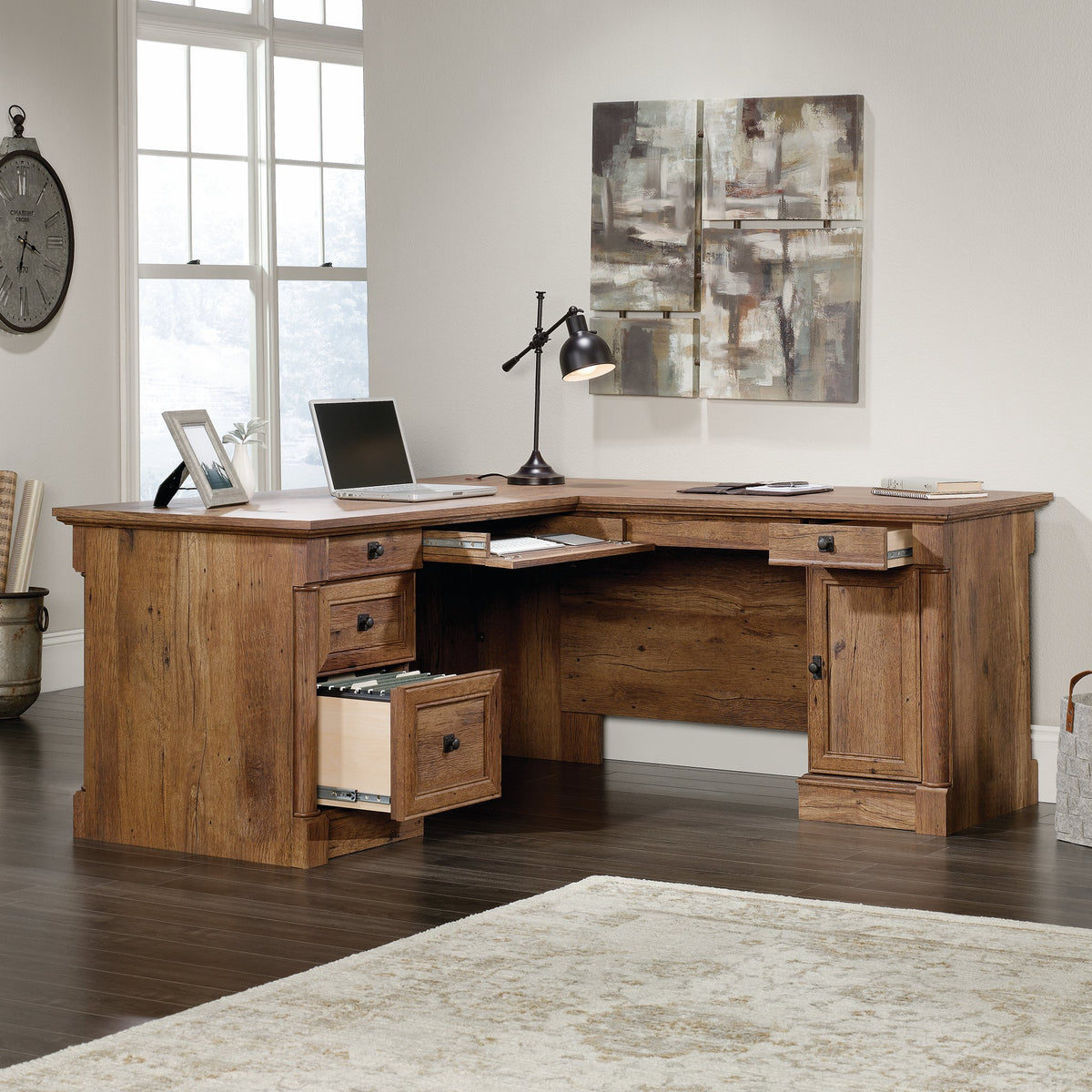 L-Shaped Desk with Drawers