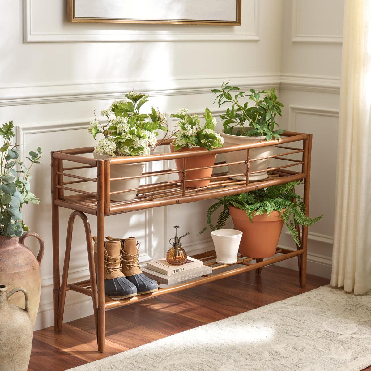 SAFAVIEH Julep Large Plant Stand Console, 47.2" Natural Brown STG6510A