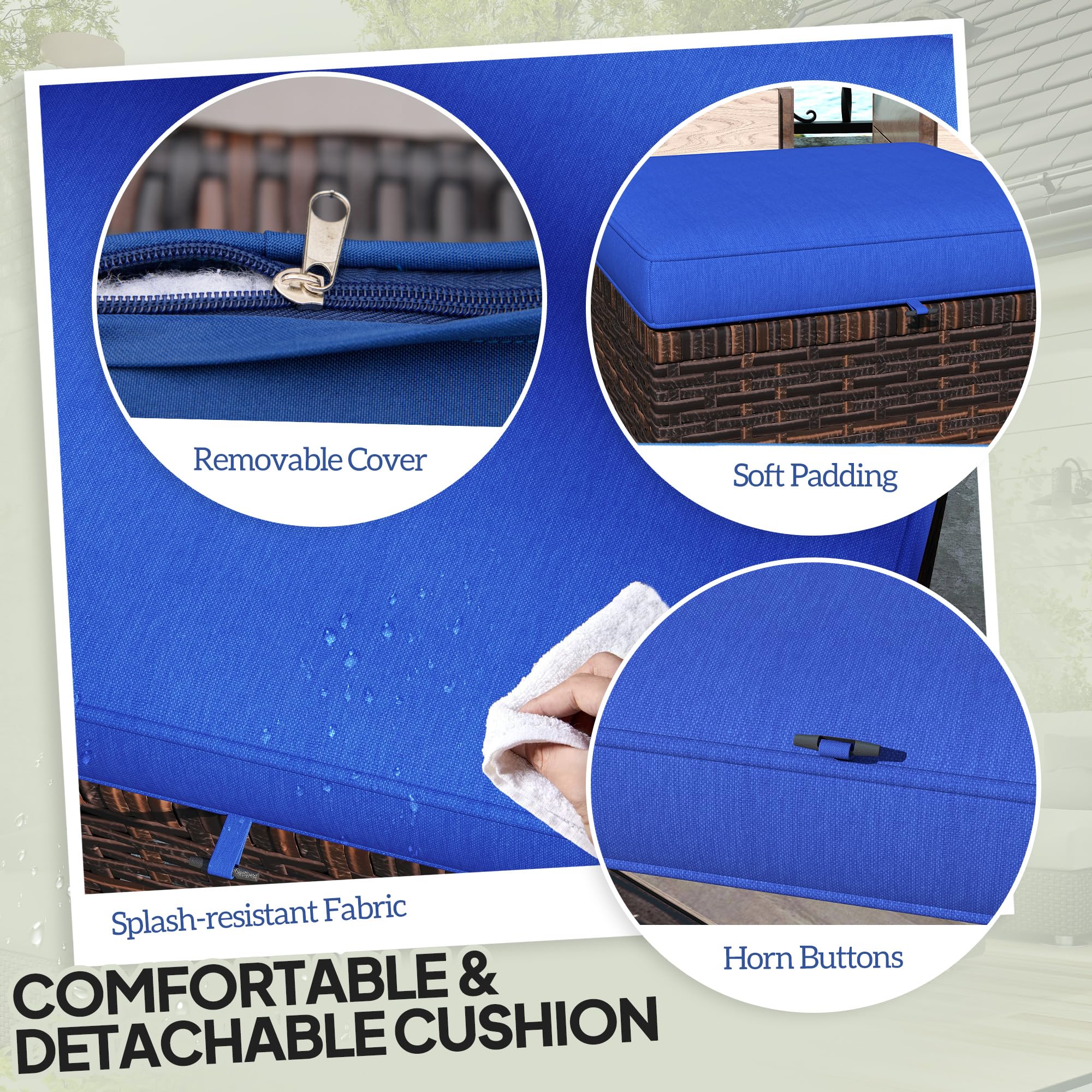 Outdoor Wicker Ottoman Set of 2