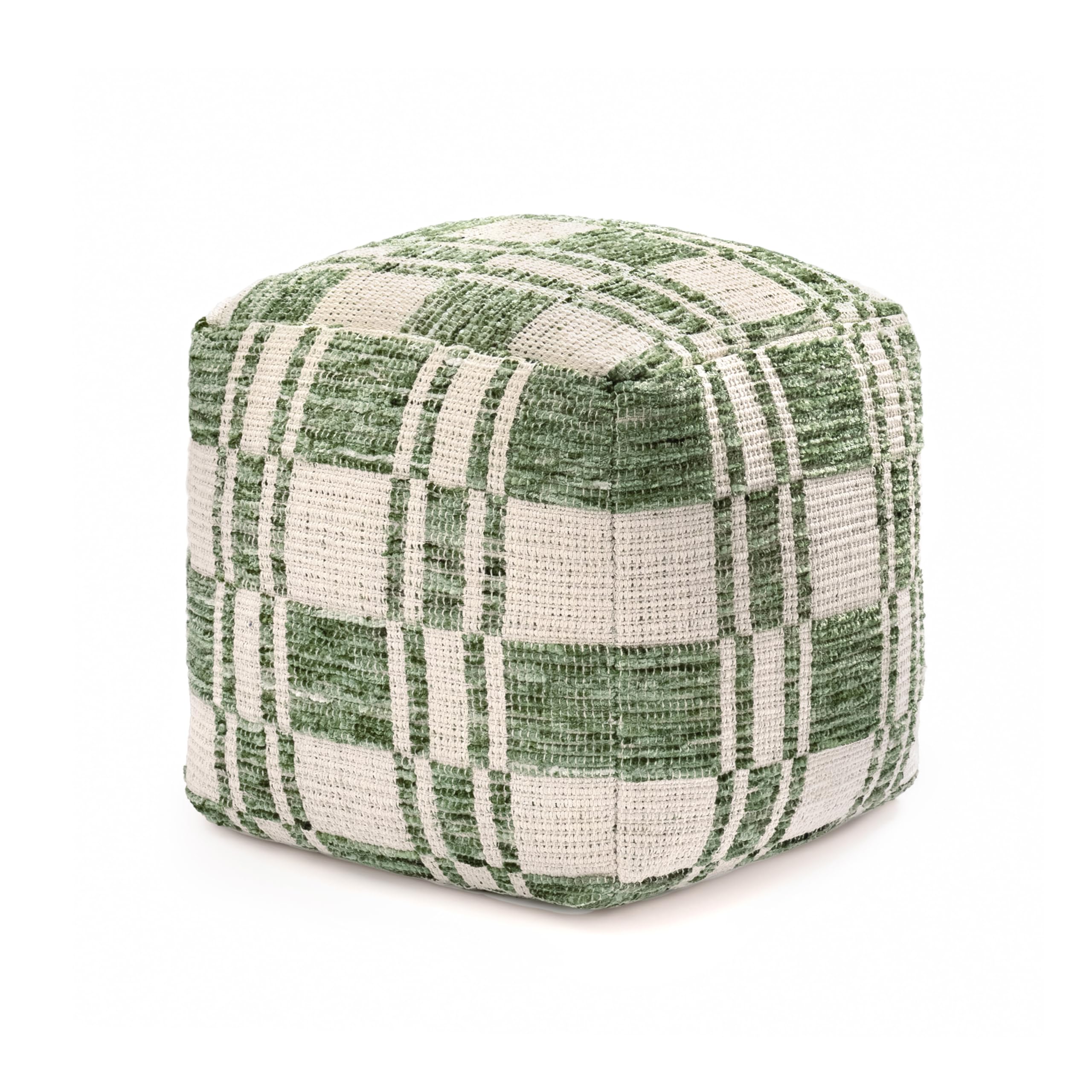 Anji Mountain Pouf Ottoman Foot Rest, Handmade Ottoman Pouf, Comfortable Foot Stool, Decorative Floor Seating for Living Room Decor, Bedroom & Home Décor Accent - Green