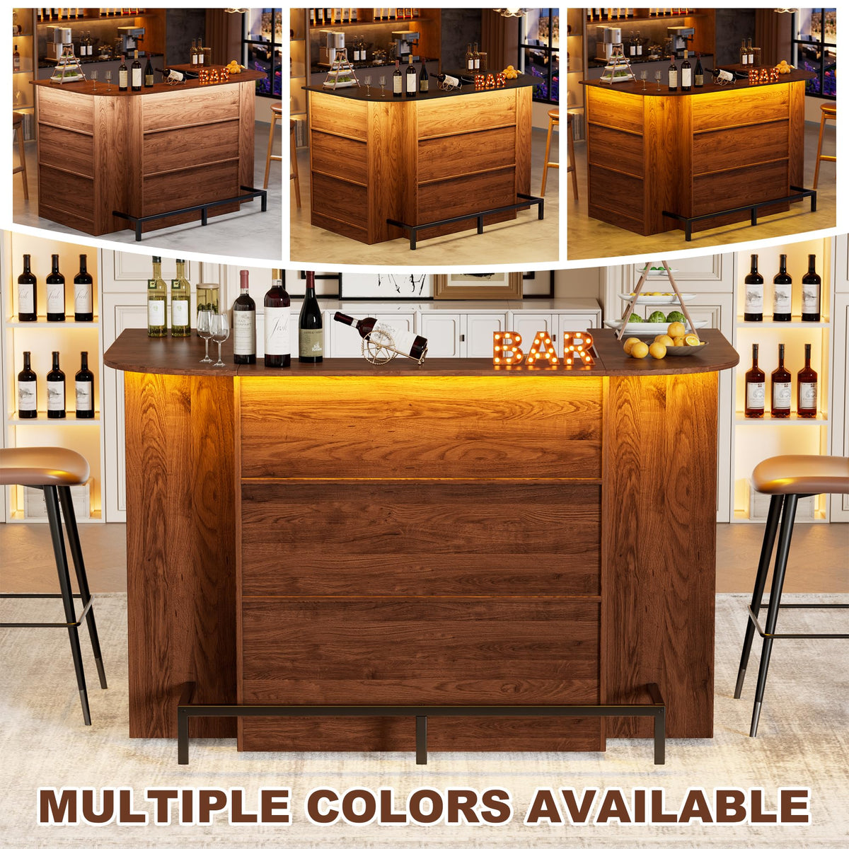 U-Shaped LED Home Bar