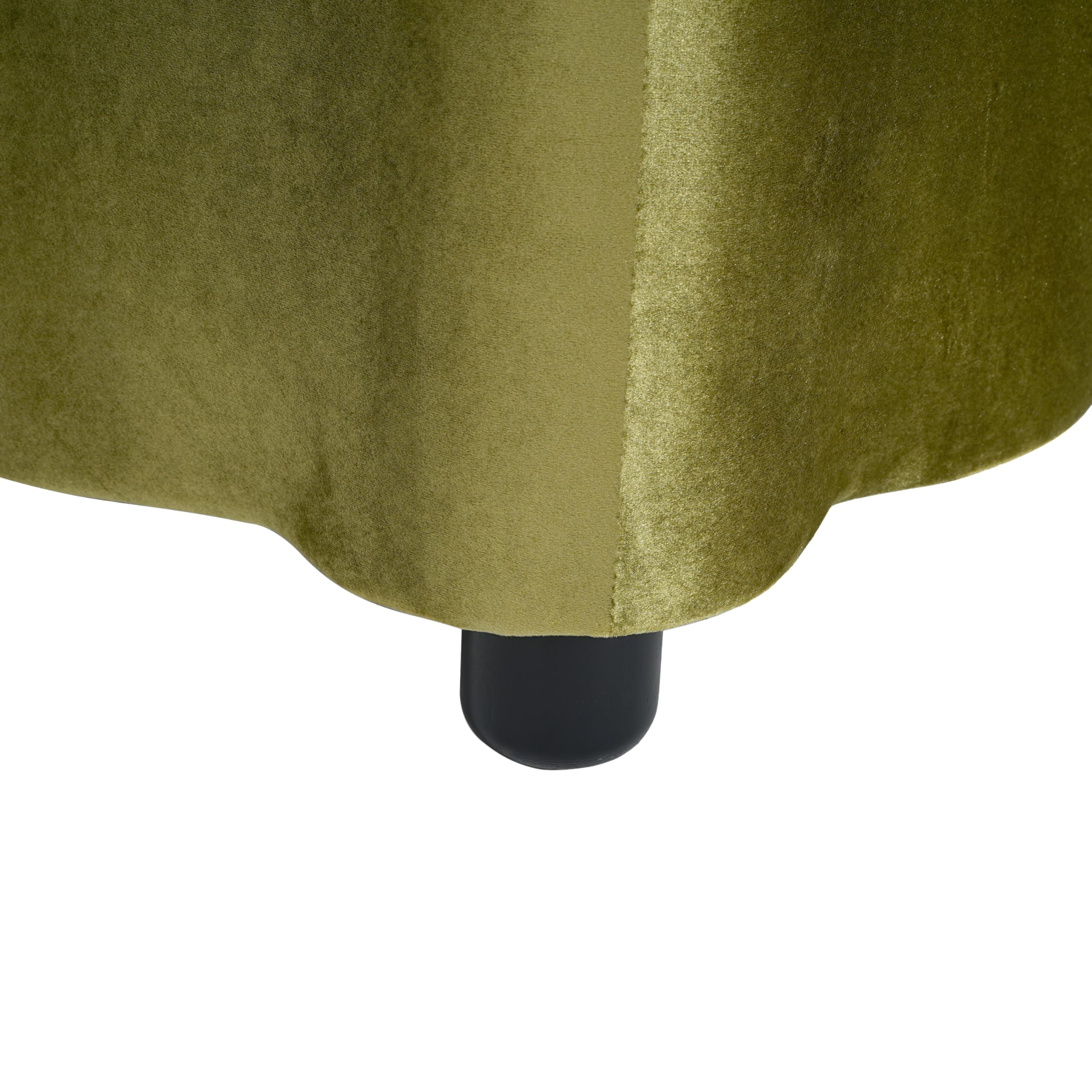 Christopher Knight Home Pean Living Room Ottoman with Storage, Velvet Upholstered Storage Ottoman Bench, Sofa Foot Stool with Wood Frame, Bedroom End of Bed Bench, Chic Scalloped Design, Olive Green