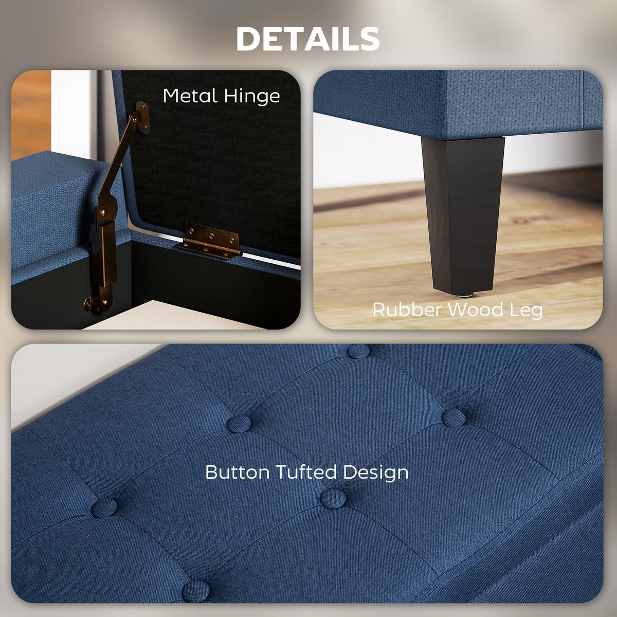 Upholstered Storage Ottoman Bench