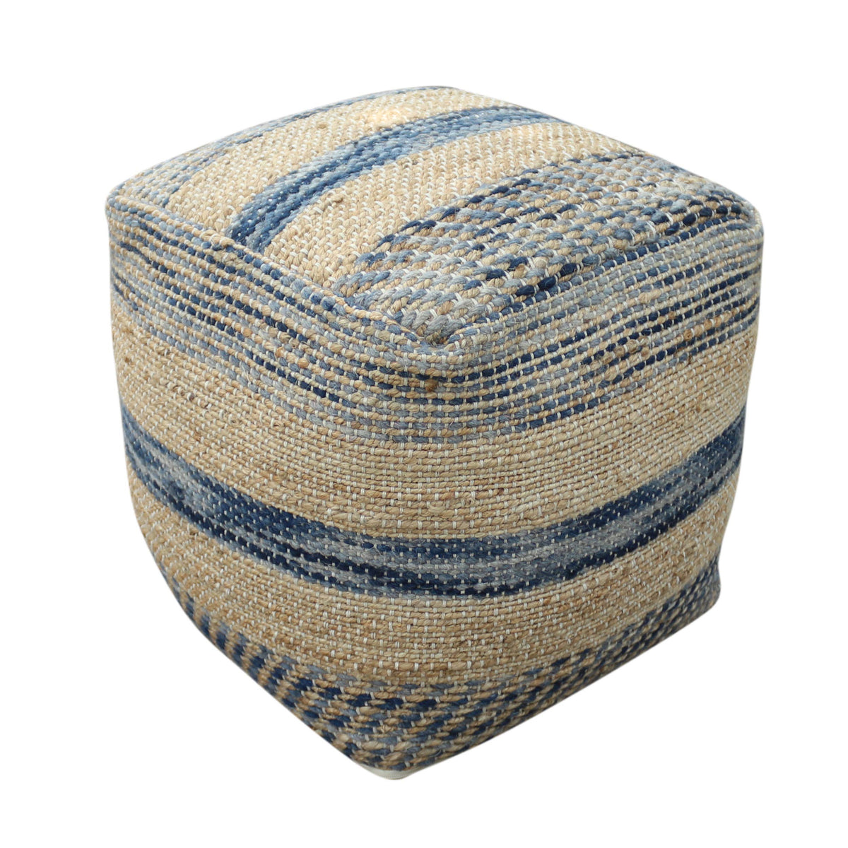 Handwoven Striped Pouf
