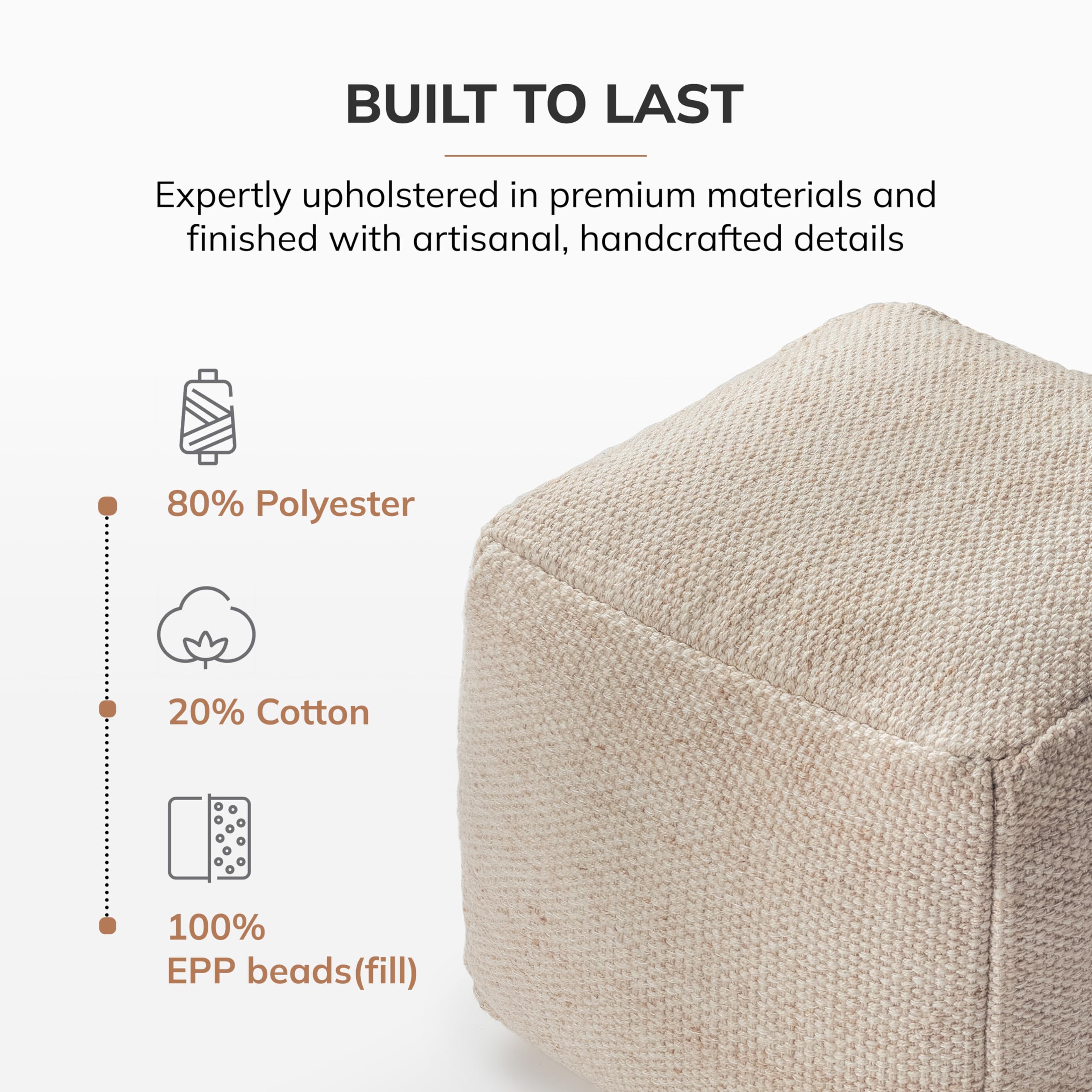 Square Pouf Ottoman Footrest