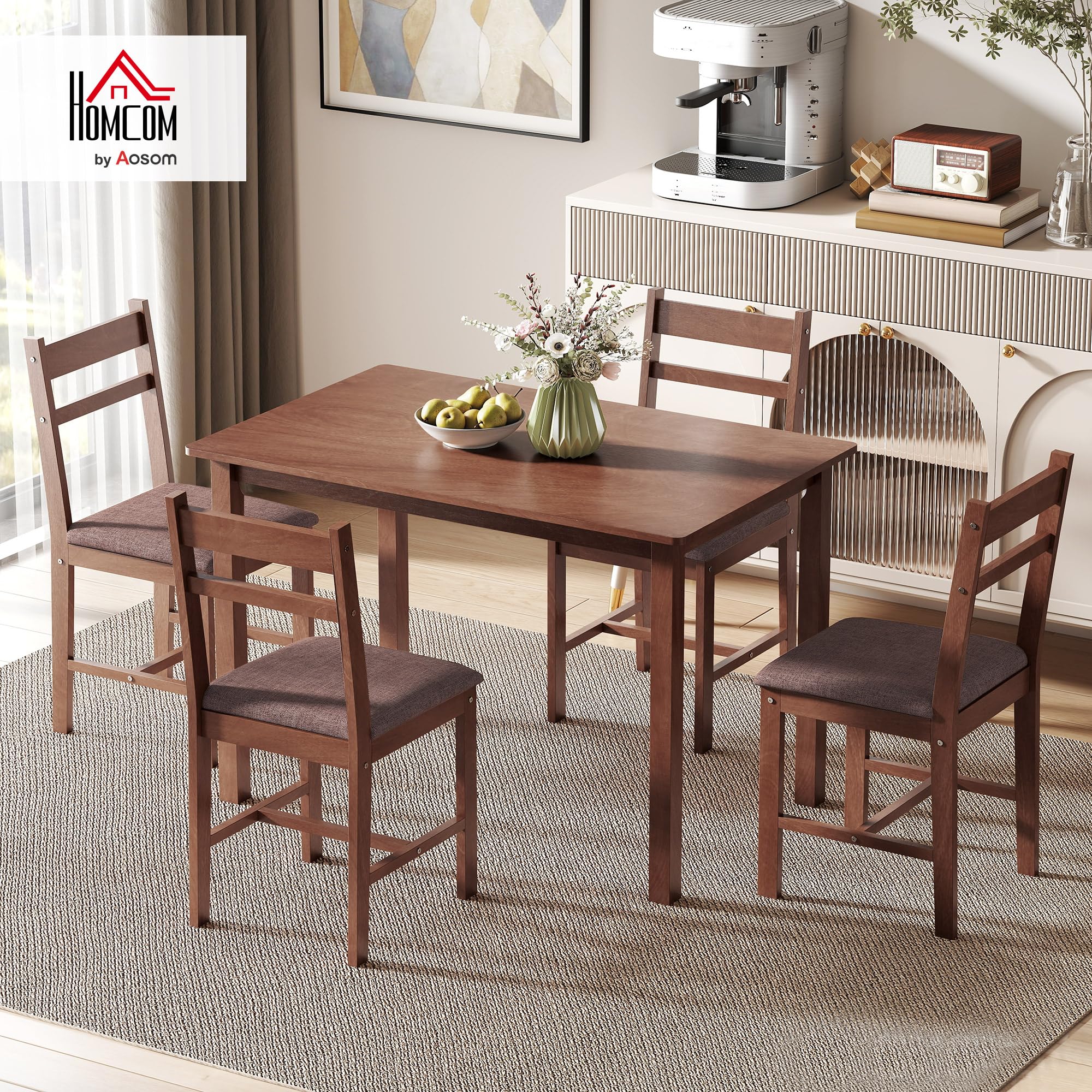 5-Piece Farmhouse Dining Table Set for 4