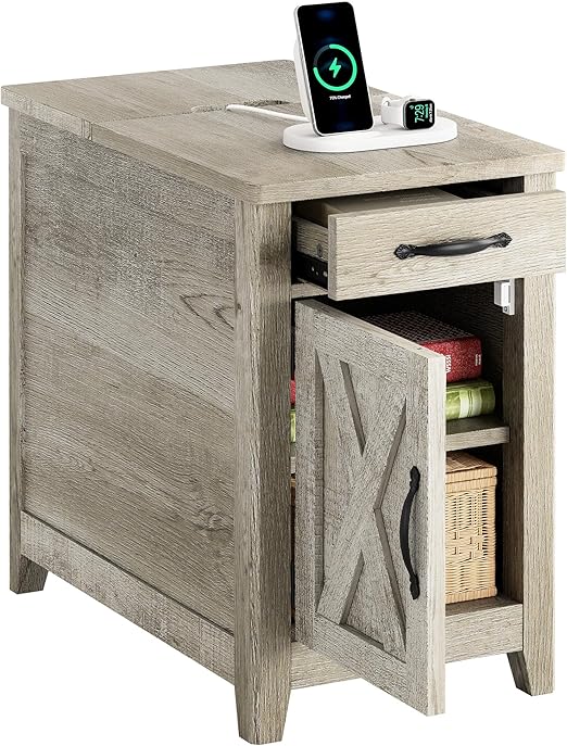 End Table with Charging Station & Storage