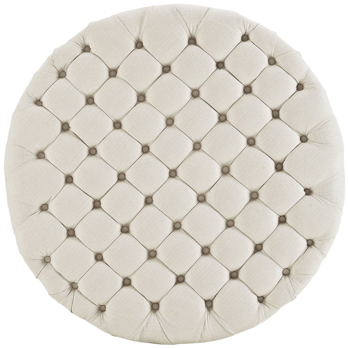 Round Tufted Fabric Ottoman