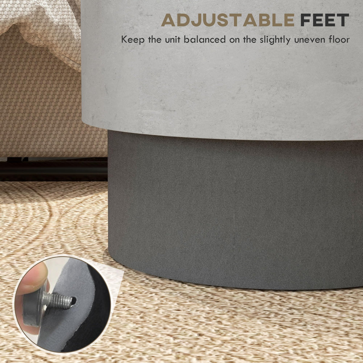 HOMCOM Concrete Finish End Table Round Outdoor Side Table Gray