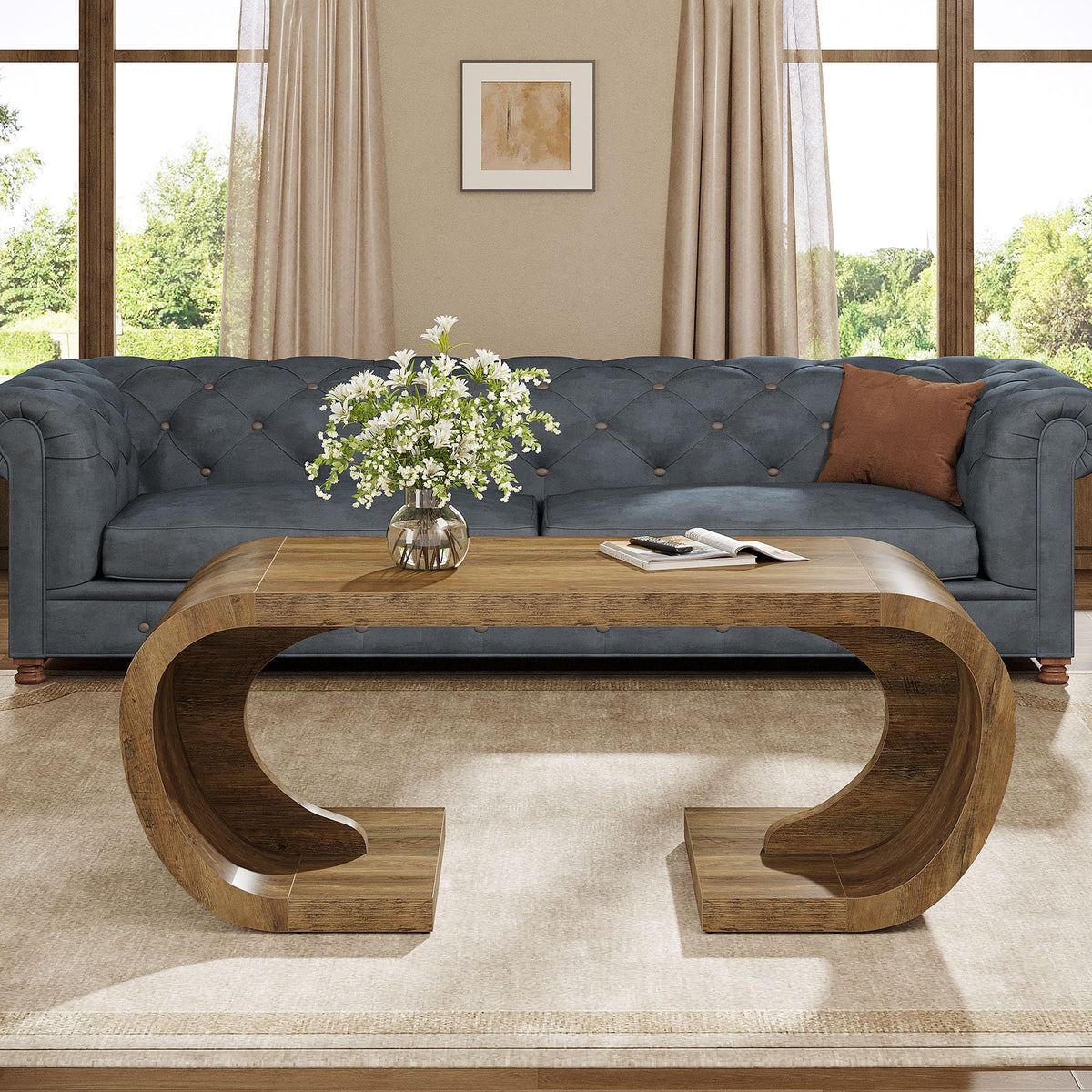 Rustic Curved Coffee Table