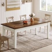 Tribesigns Dining Table for 4-6 People, 62-Inch Rectangular Kitchen Table with Solid Wood Legs, Modern Farmhouse Dinner Table for Dining Room, Kitchen, Living Room, Rustic Brown & Cream White