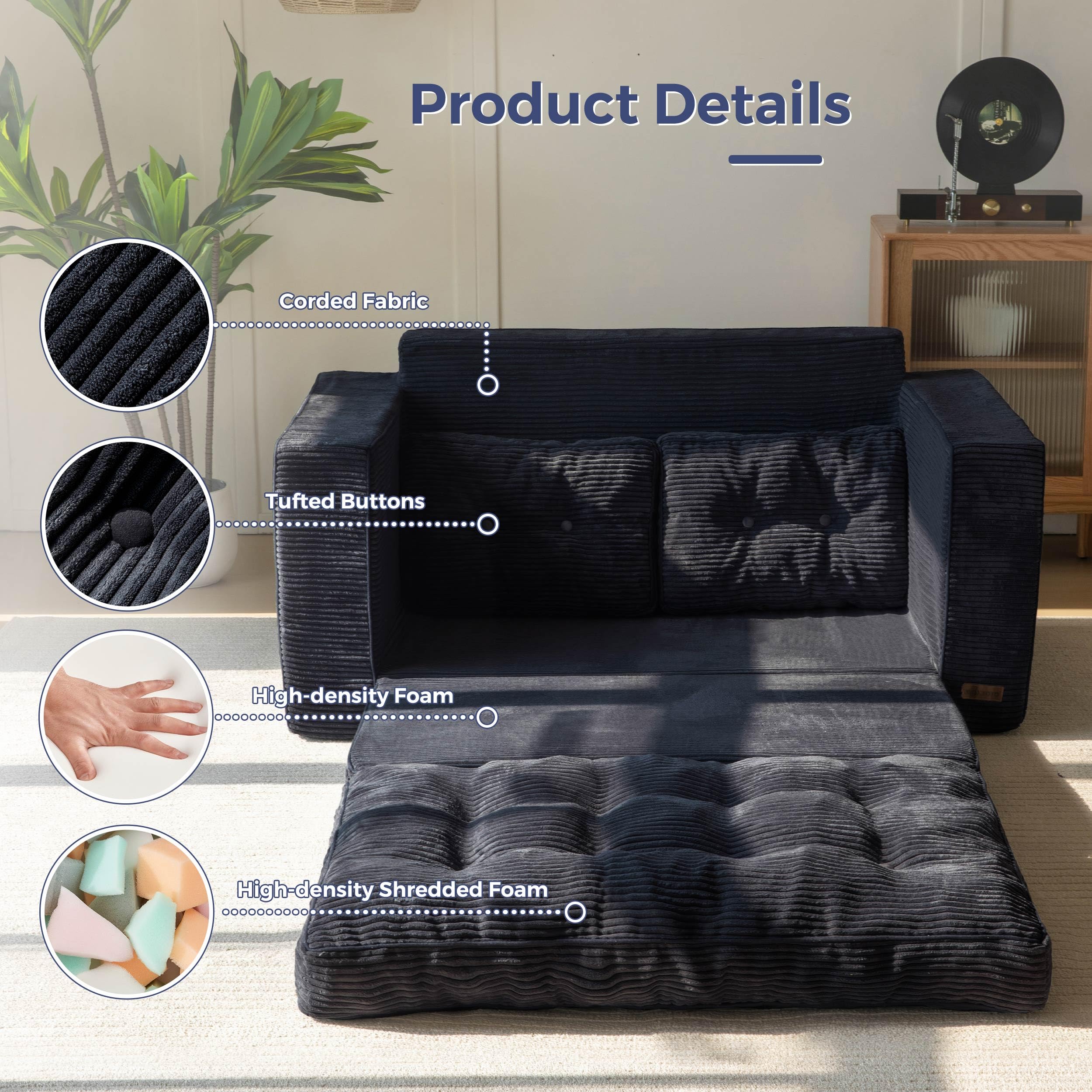 Convertible Sofa Bed with Pillows