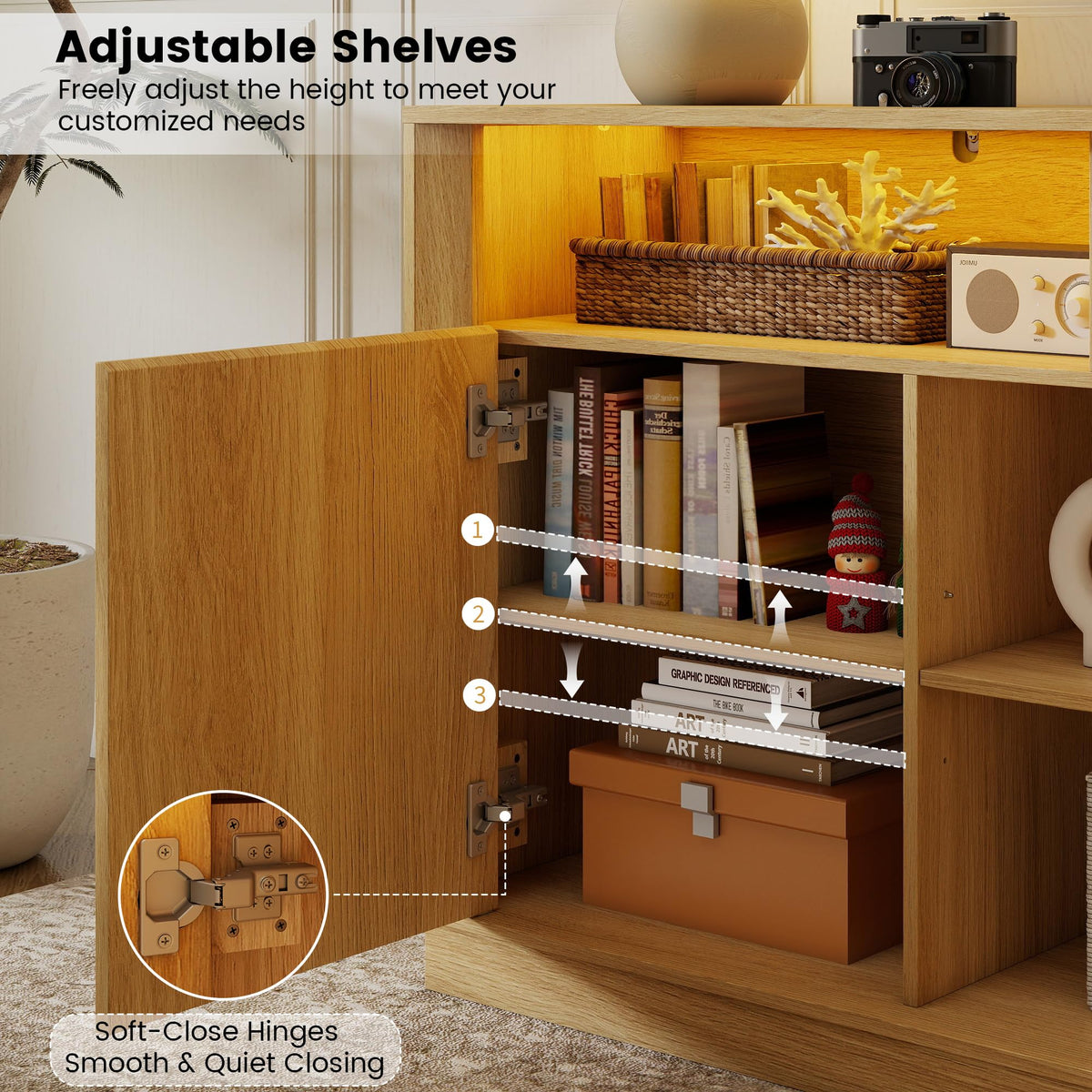 Fluted TV Stand with LED Lights