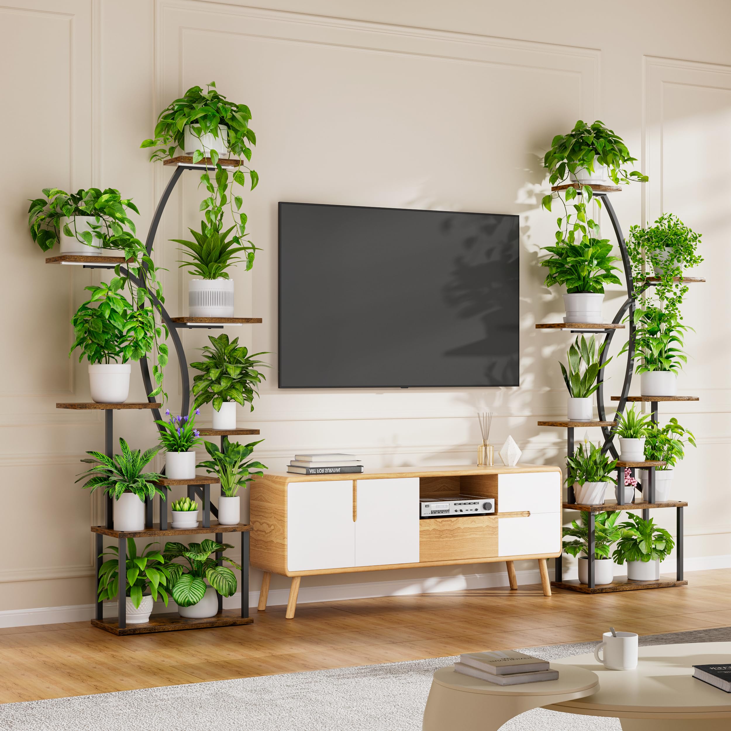 8-Tier Indoor Plant Stand with Grow Lights, 2-Pack