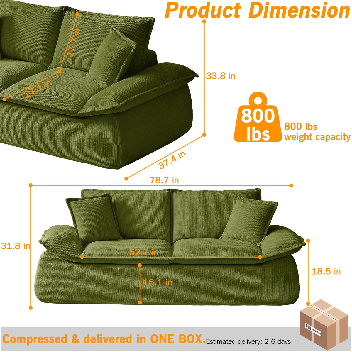 Chenille Boneless Loveseat