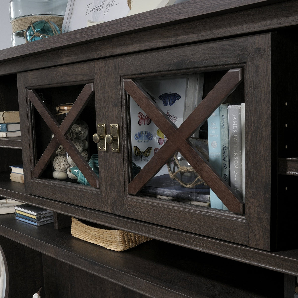 Coffee Oak Office Hutch