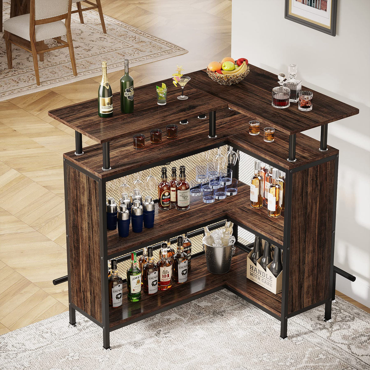 L-Shaped Home Bar Table