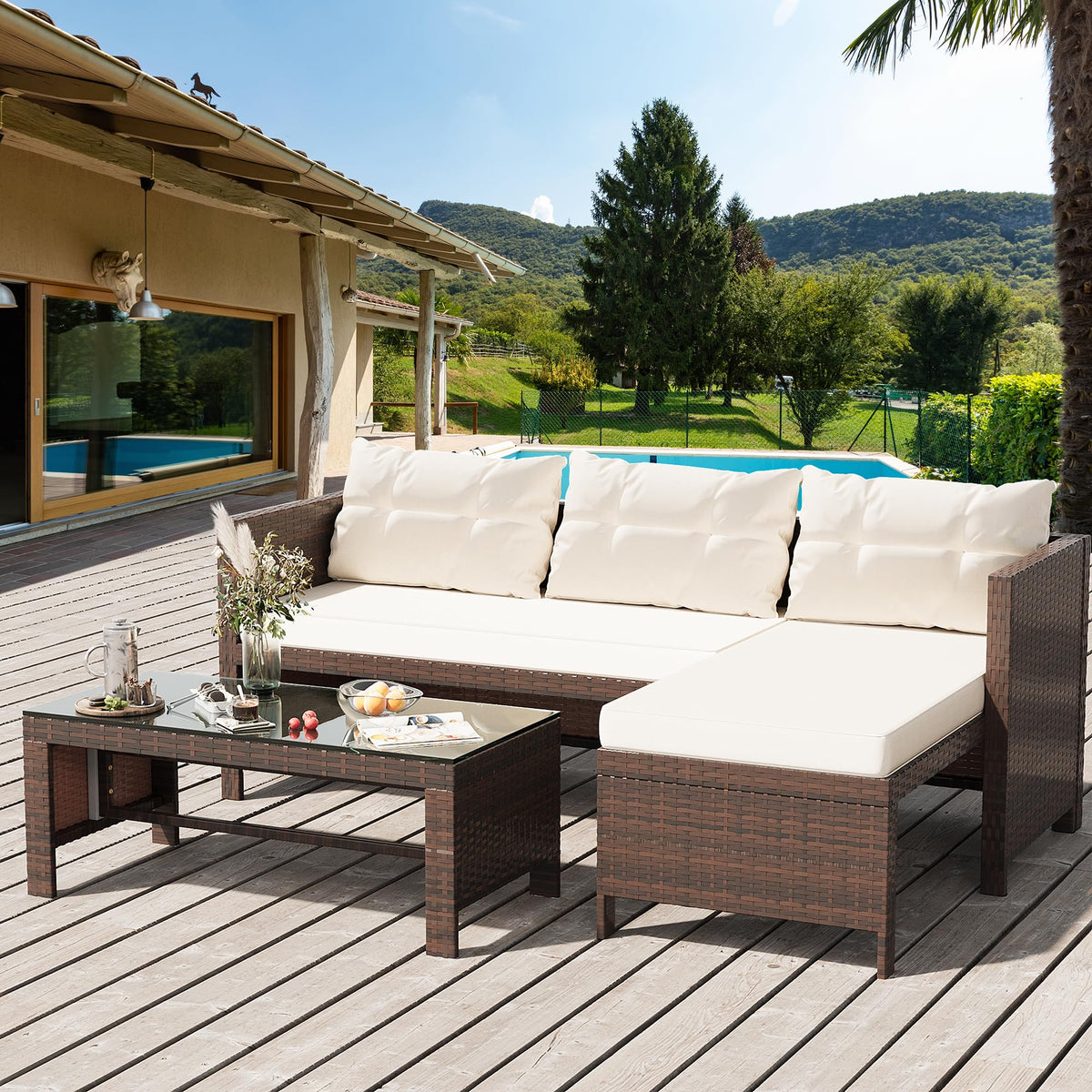 3-Piece Wicker Patio Sofa Set
