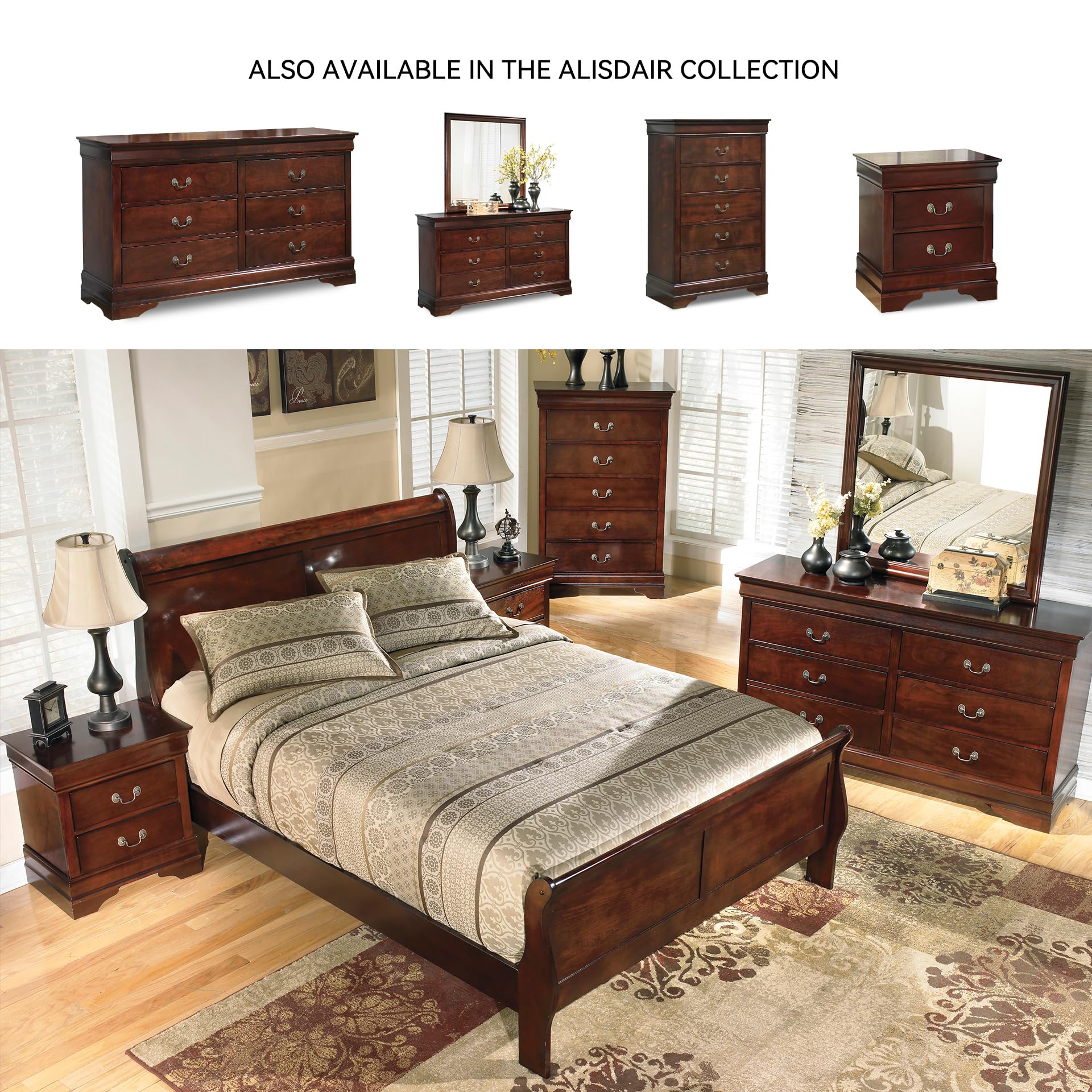 Signature Design by Ashley Alisdair Traditional 5 Drawer Chest of Drawers, Dark Brown