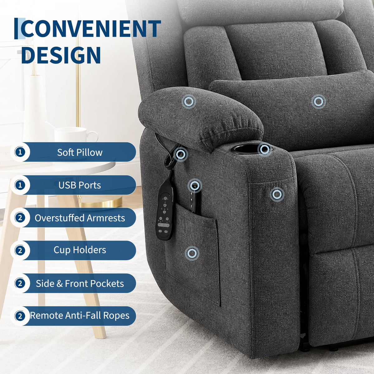 Chenille Power Lift Recliner