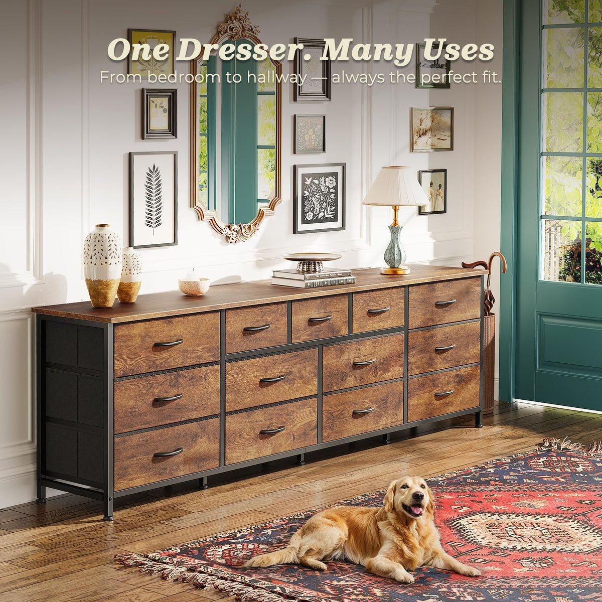 Huuger 70 Inch Long Dresser for Bedroom, TV Stand for 65, 75, 80 Inch TV
