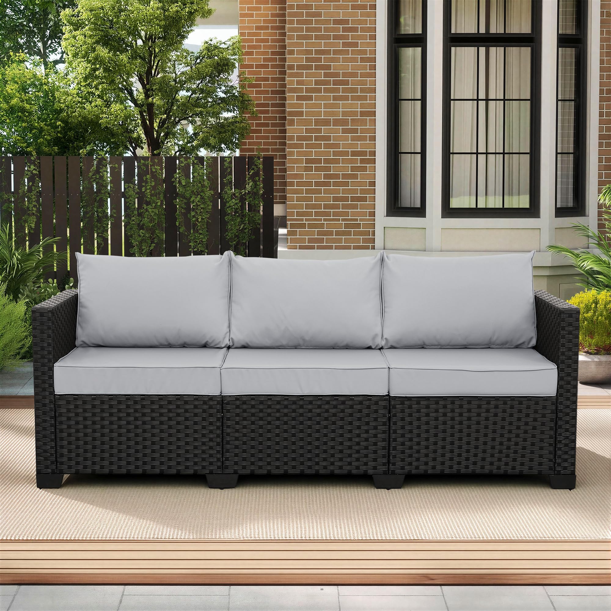 3-Seat Outdoor Patio Sofa with Waterproof Cover