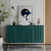 QIANYEWANG Modern Blue Lacquered 4 Door Wooden Cabinet Sideboard Buffet Server Cabinet Storage Cabinet, for Living Room, Entryway, Hallway, Office, Kitchen and Dining Room ，Green