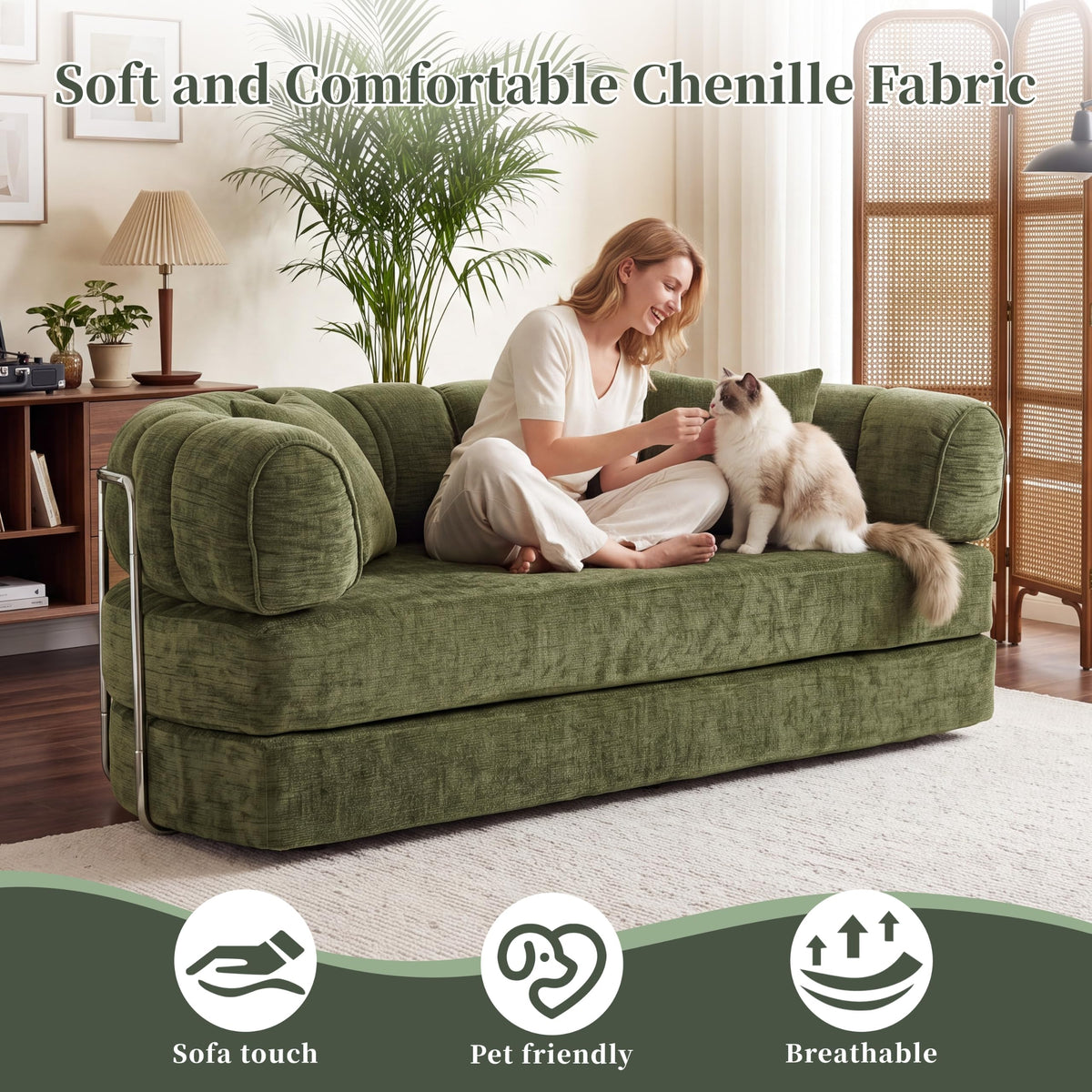 Chenille Convertible Sofa Bed
