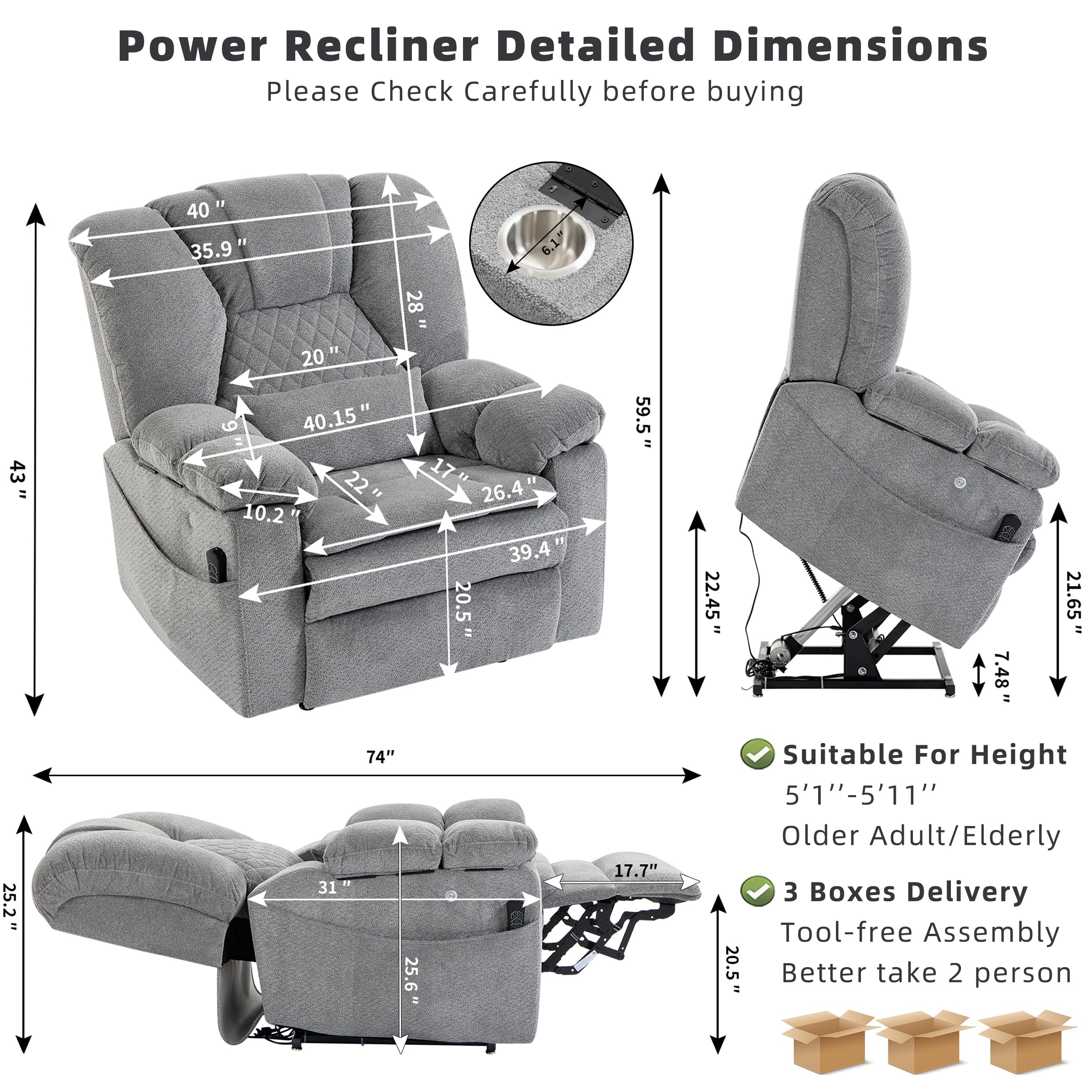 Oversized Power Lift Recliner Chair