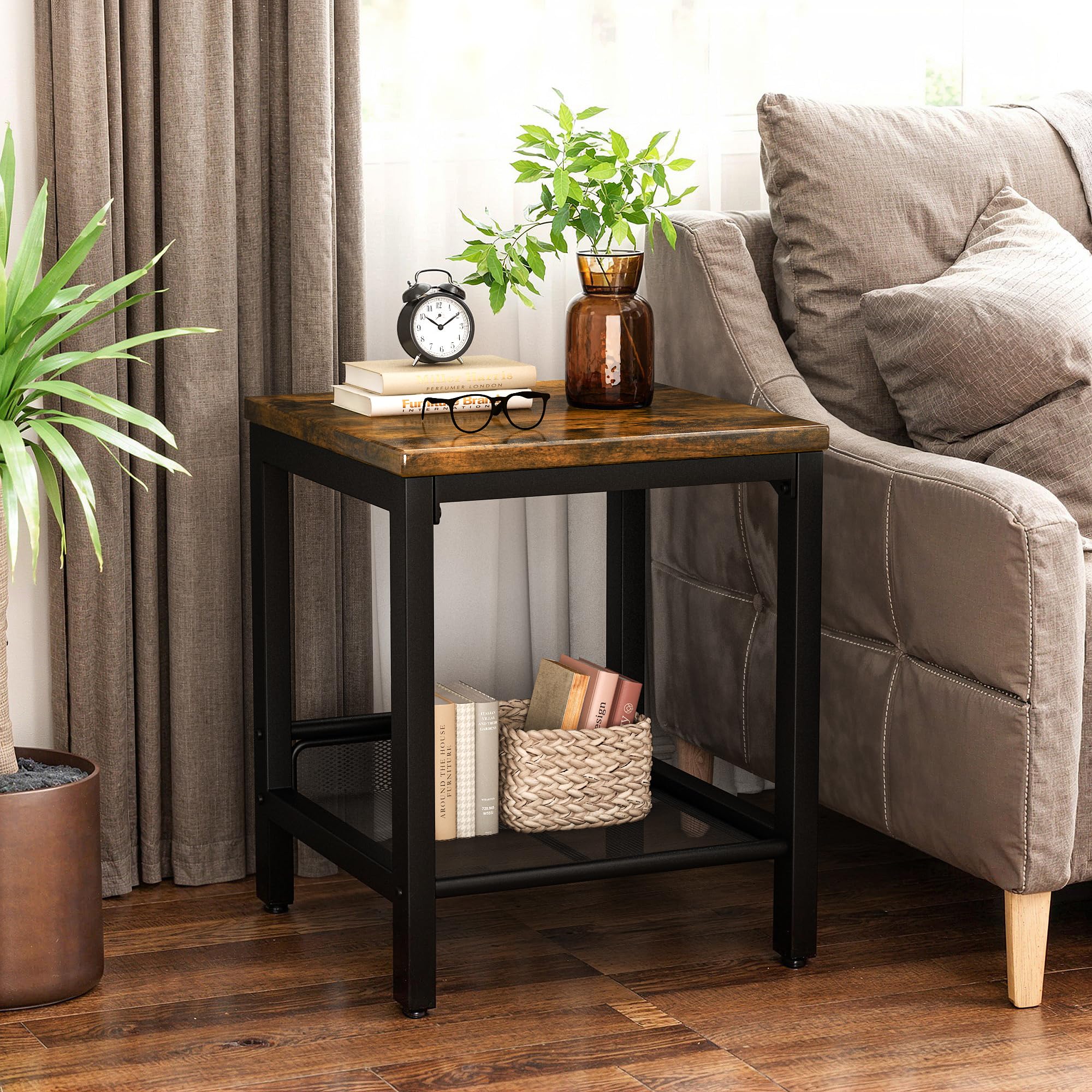 3-Piece Industrial Coffee Table Set with 2 End Tables