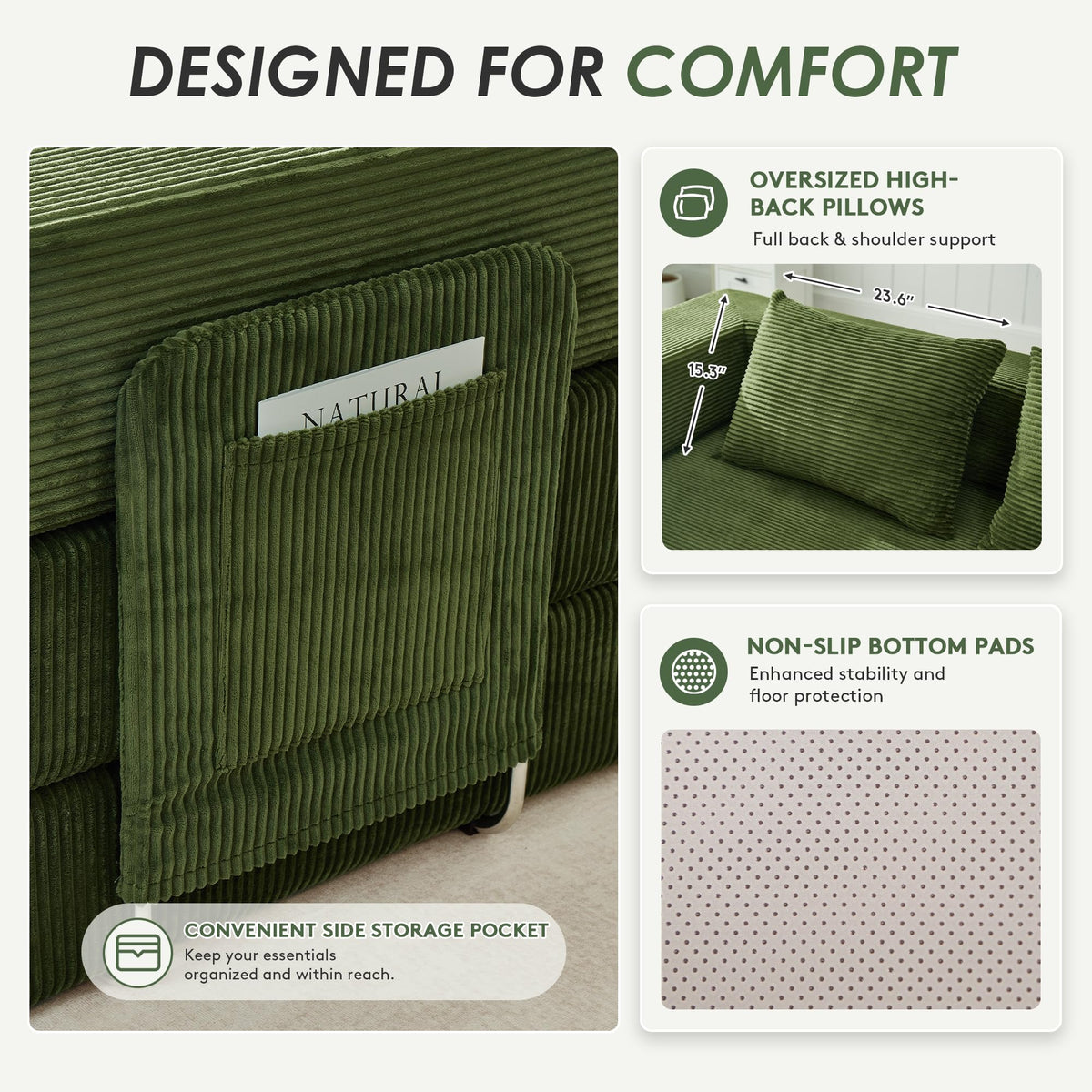 78" 5-in-1 Convertible Futon Sofa Bed, Boneless Couch for Living Room