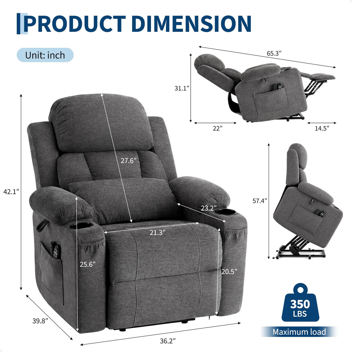 Chenille Power Lift Recliner