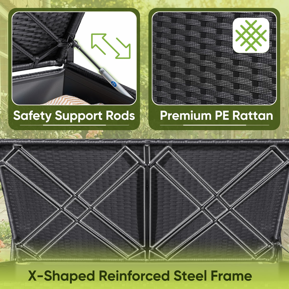 Black Wicker Storage Loveseat