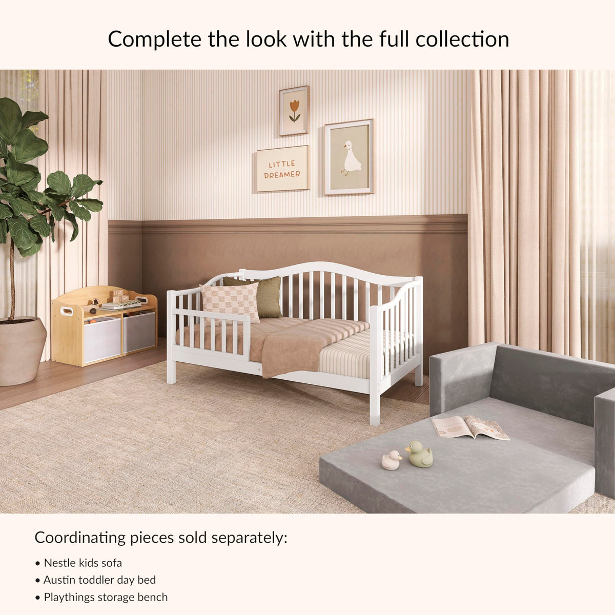 Dream On Me Austin Wooden Toddler Day Bed for Kids, White